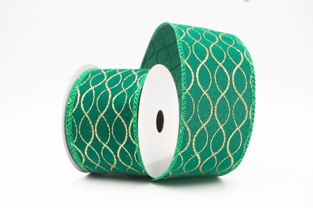 Groen glitterlint met ogee-raster en draad_KW0469GC-15-49